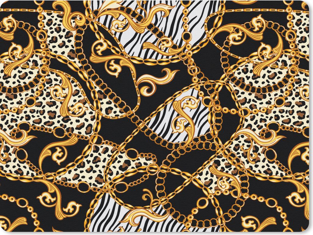 MuchoWow Mauspad Mousepad Halskette - Gold - Panther - Zebra 40x30 cm - Mousepads - Maus Mat - Pad - Mausunterlage - Anti Rutsch