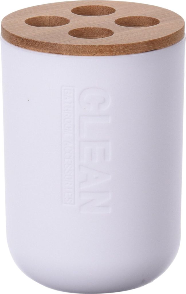 Koopman Porte-brosse à dents blanc + bambou Image du produit 