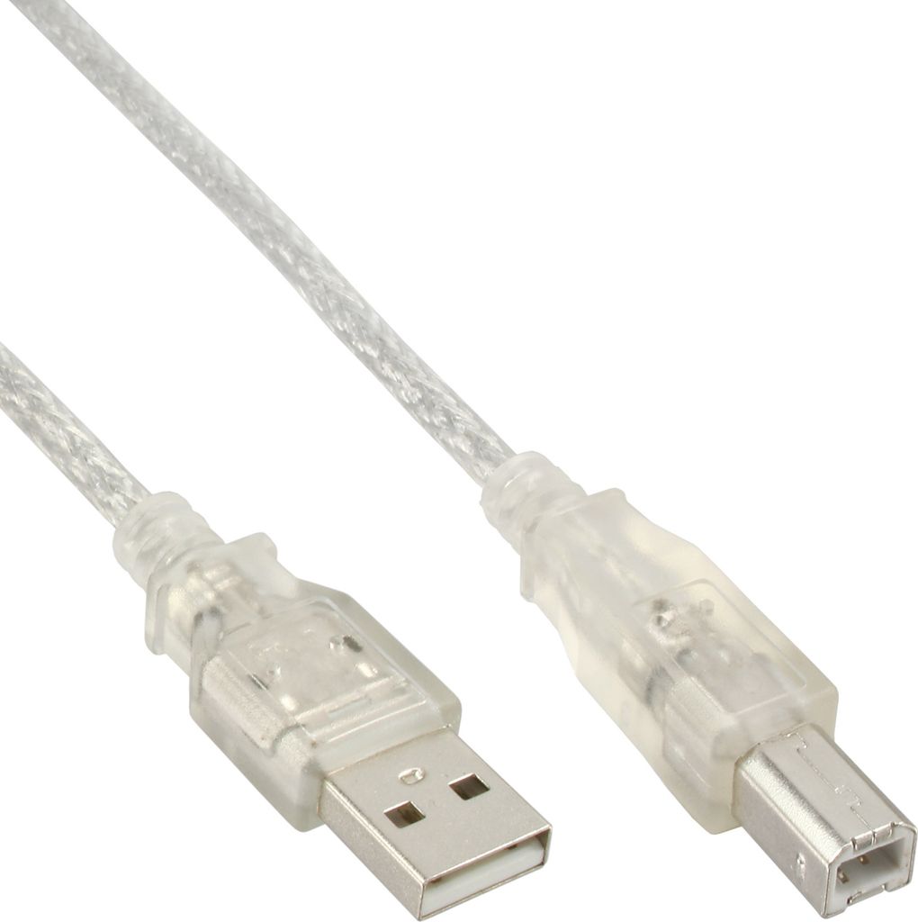 InLine® 34557T USB 2.0 Kabel, A an B, transparent, 7m Image du produit 