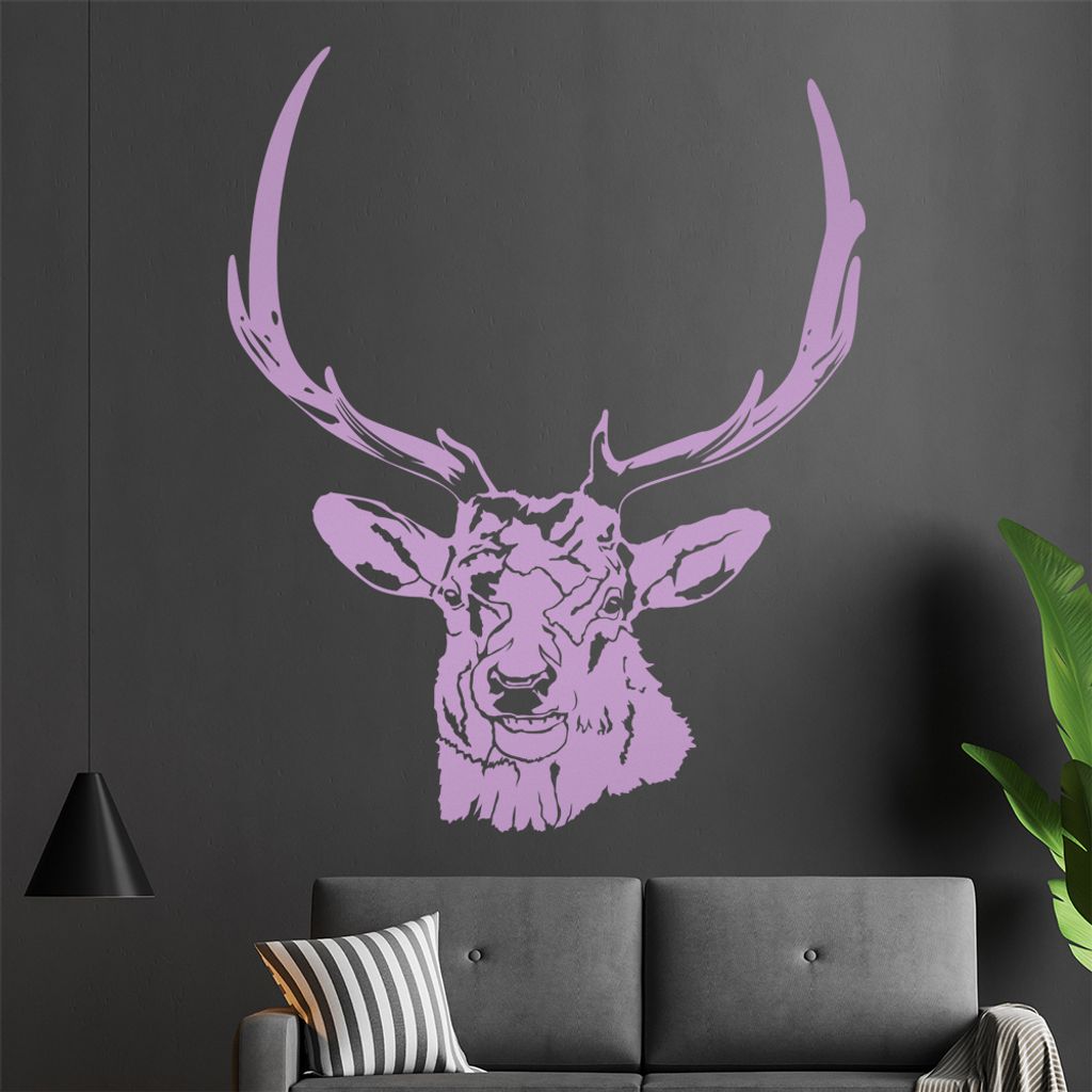 KIWISTAR Hirsch Motiv 3 Geweihträger Wandtattoo in 6 Größen - Wandaufkleber Wall Sticker - Dekoration, Küche, Wohnzimmer, Schlafzimmer, Badezimmer