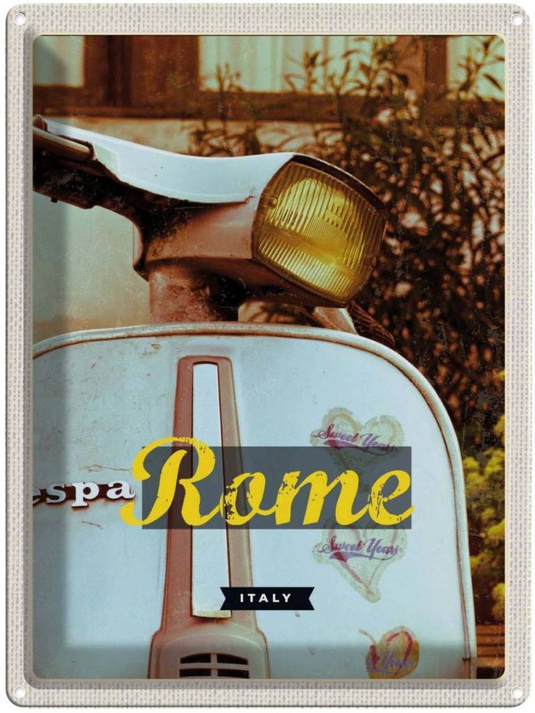 vianmo Blechschild 40x30 cm Rom Italien Urlaub Reise Motor Panorama Bildmotiv Reisemotiv Abenteuer Reisen Europa