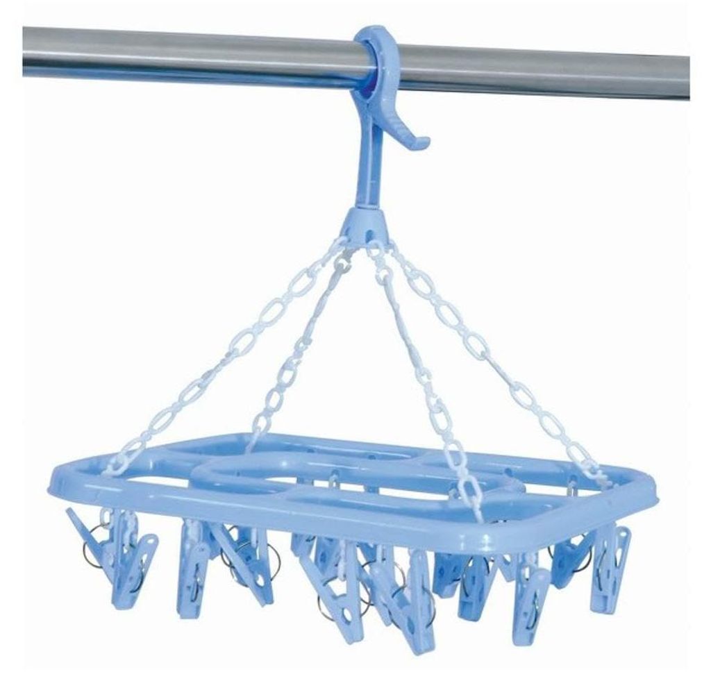 MSV - Rechteckiger Blauer Sockenständer aus Polypropylen, Maße 31x24,5 cm, ideal zum Trocknen von Socken und Wäsche, praktisch und kompakt, robu...