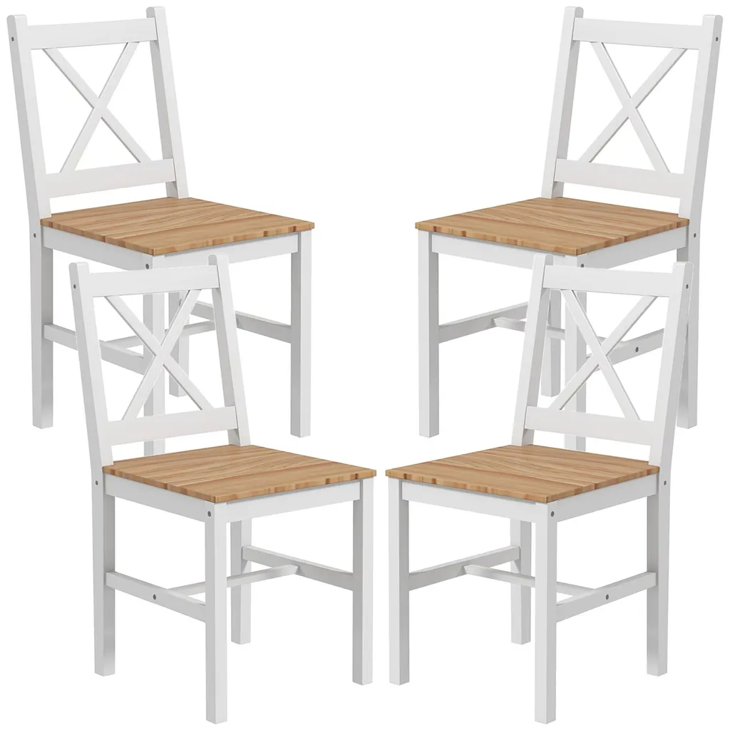 Chaises de salle à manger style champêtre lot de 4 coloris blanc pur