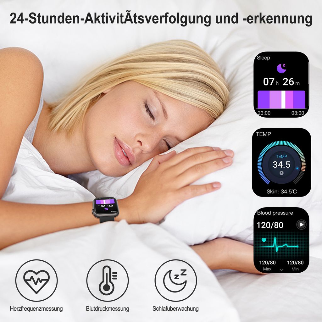 Smartwatch,Smartwatch Damen Herren,1.96"HD Fitness Tracker Produktbild 6