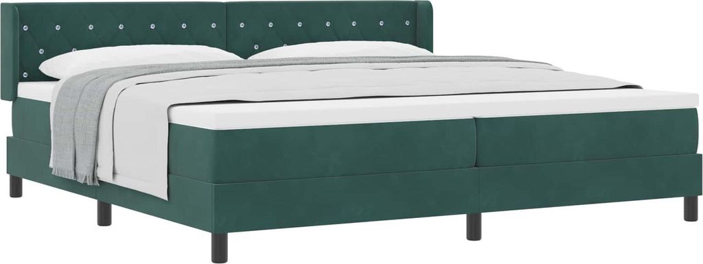 Boxspringbett mit Matratze Dunkelgrün 200 x 200 cm Samt