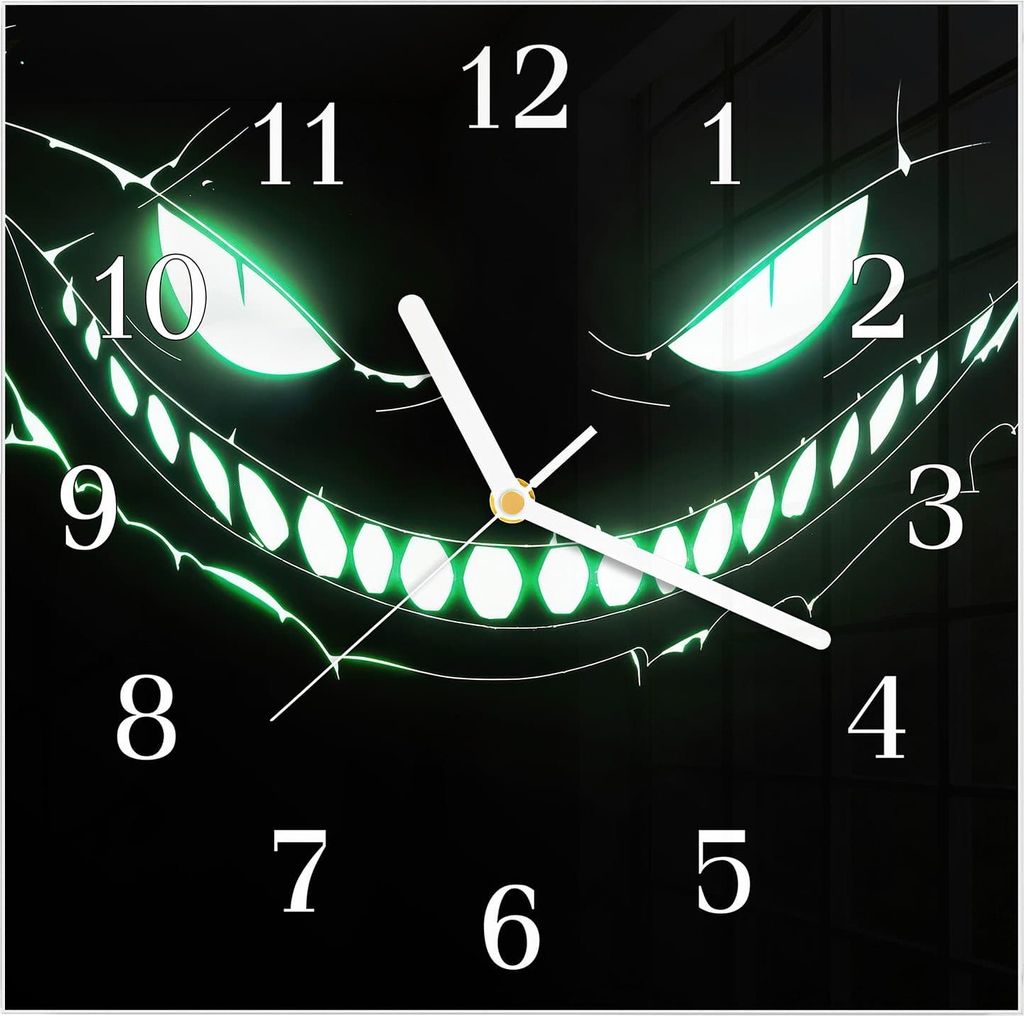 Wanduhr aus Glas mit Motiv Grinsendes Gesicht- 30 x 30 cm - inkl. Aufhängesystem