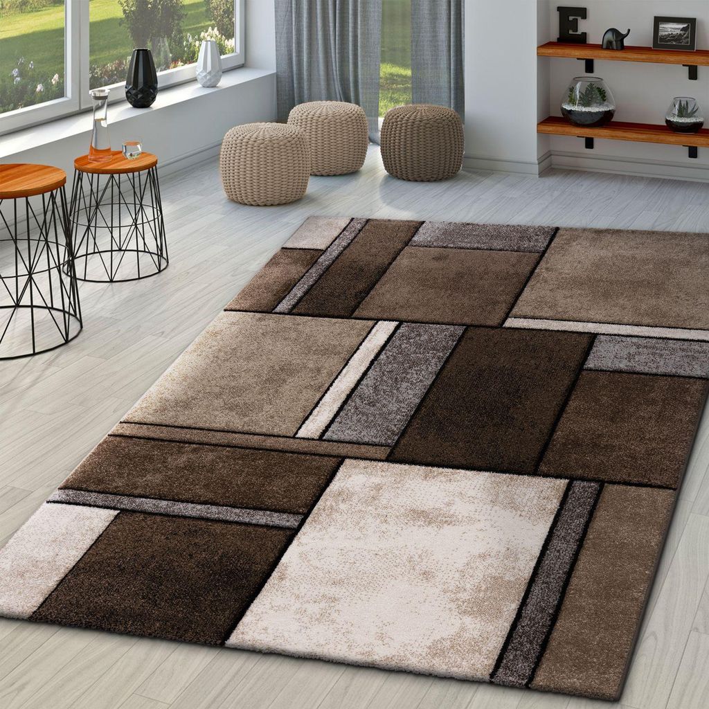 TT Home Wohnzimmer Teppich Kurzflor Abstrakt Geometrisch Produktbild 