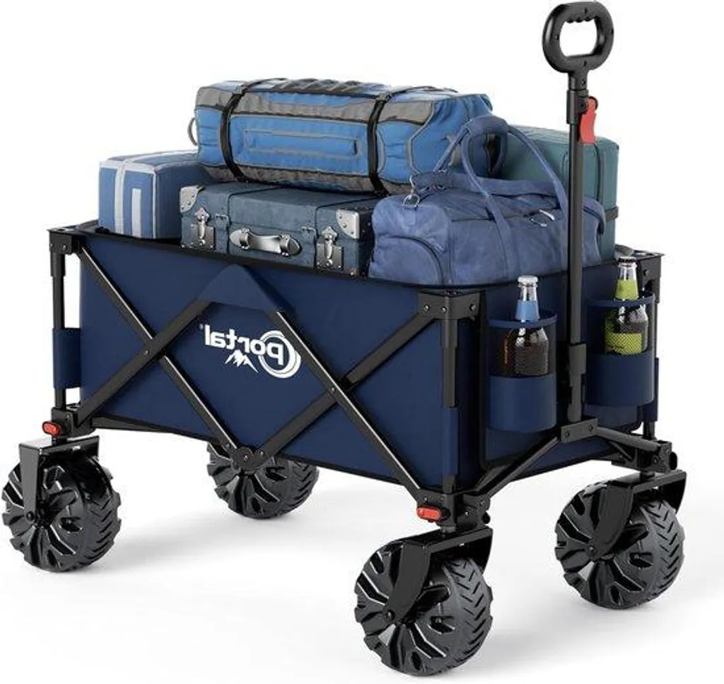 Chariot pliable camping haute résistance - Charge 102 kg tout-terrain