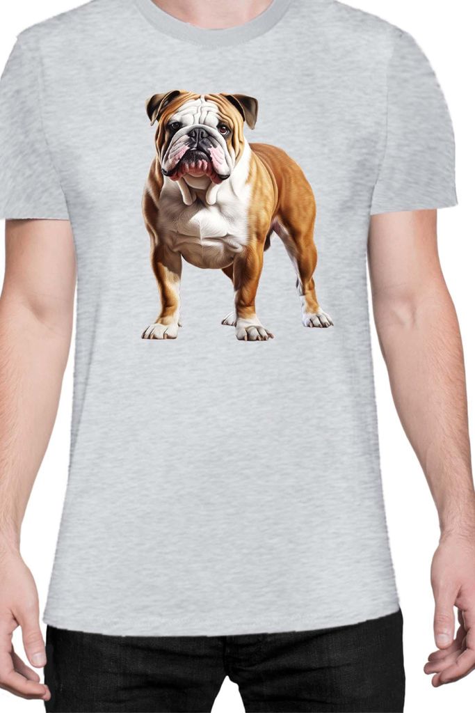 Herren T-Shirt Dogs Breeds English Bulldog Dog Breed 006, Man S / Grau