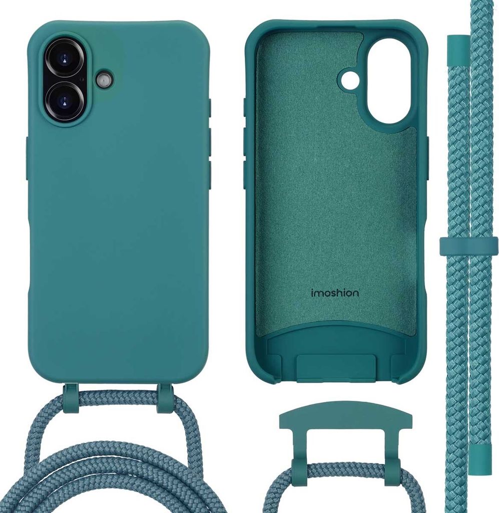 imoshion Color Backcover mit abnehmbarem Handykette und MagSafe iPhone 16 - Dunkelgrün