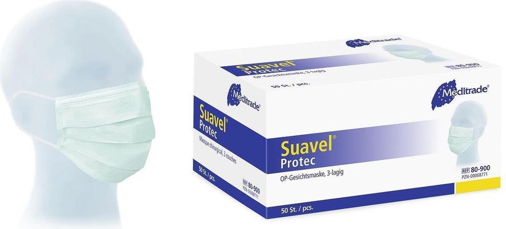 200 Suavel Protec Schutzmasken - grün - Typ II - 3-lagig - Produktbild 