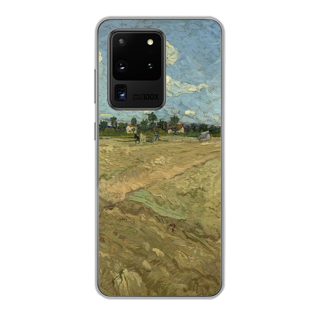 MuchoWow Handyhülle Schutzhülle Hülle für Samsung Galaxy S20 Ultra Gepflügte Felder - Vincent van Gogh Silikon Softcase Handy Hülle - Karte...