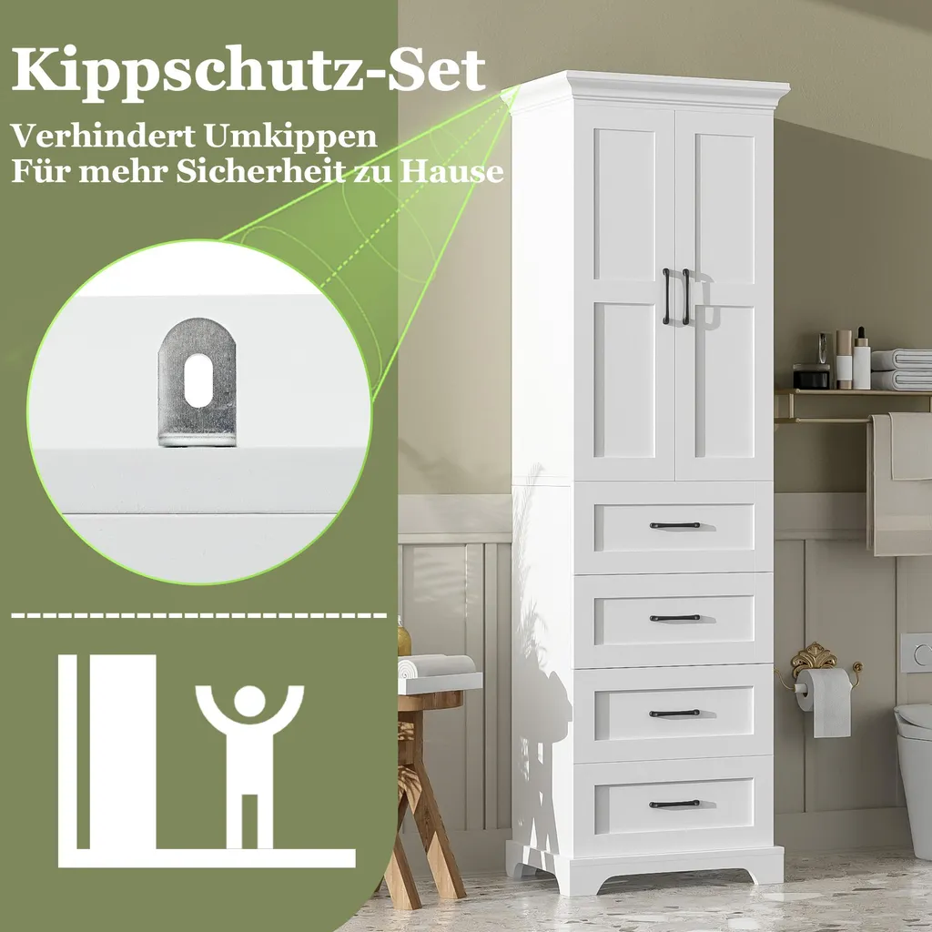 Armoire de salle de bain Soft-Close à étagères réglables et vitrine chic - 6