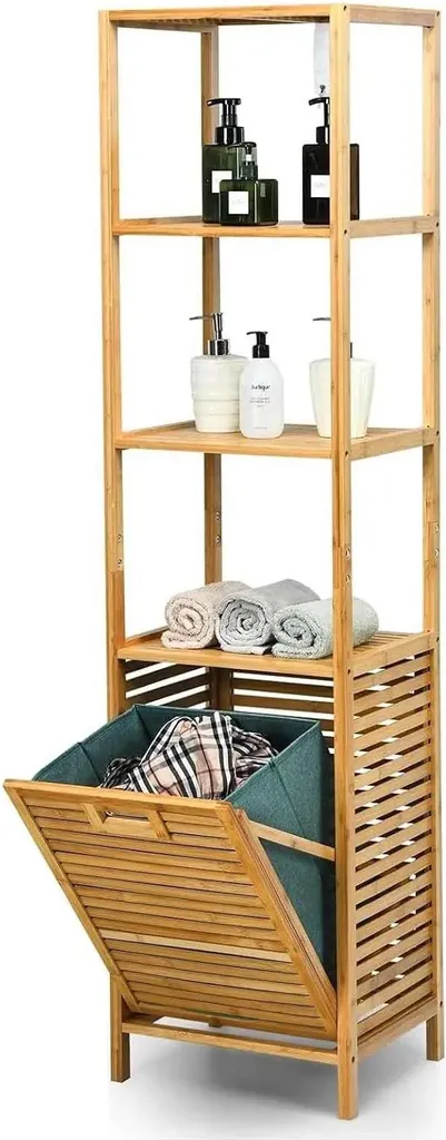 Meuble salle de bain anti-humidité avec panier à linge dissimulé