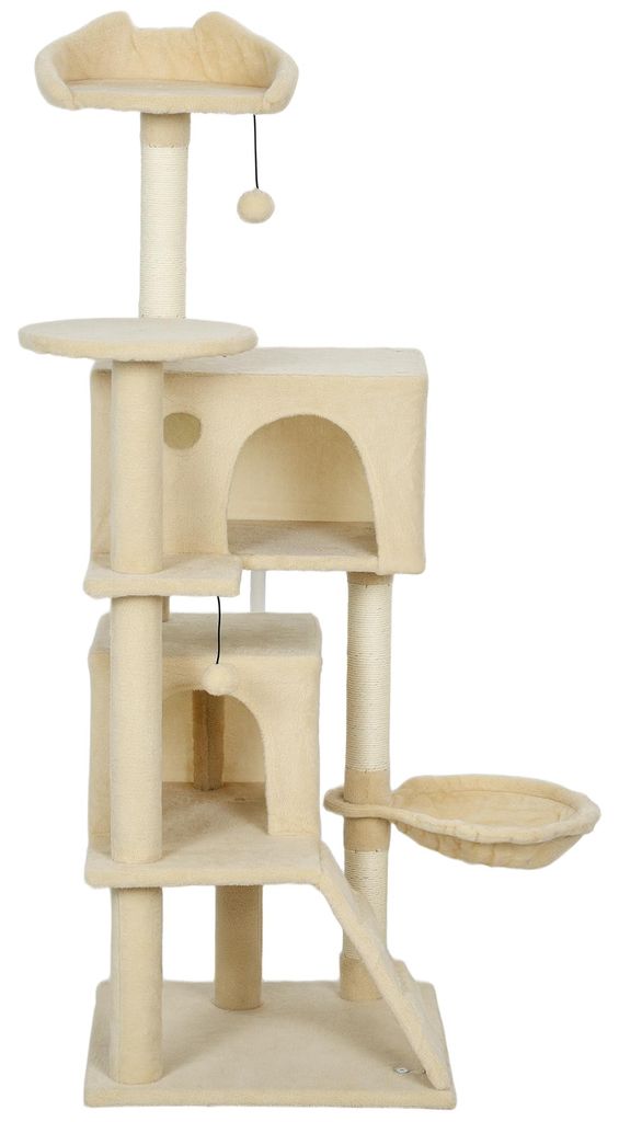 PawHut Kratzbaum 140 cm Katzenturm mit Hängematte, Leiter, Produktbild 