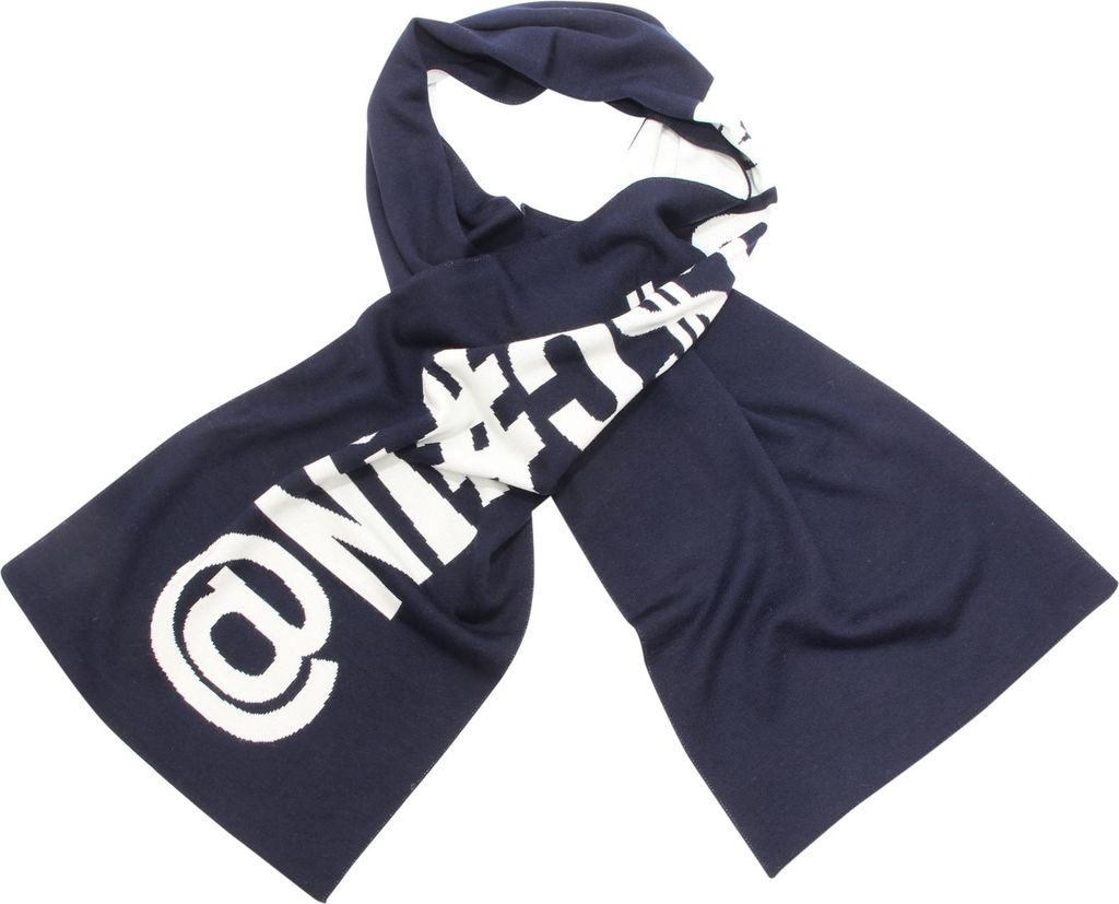 8684AQ sciarpa uomo MOSCHINO man wool blend scarf blue/white