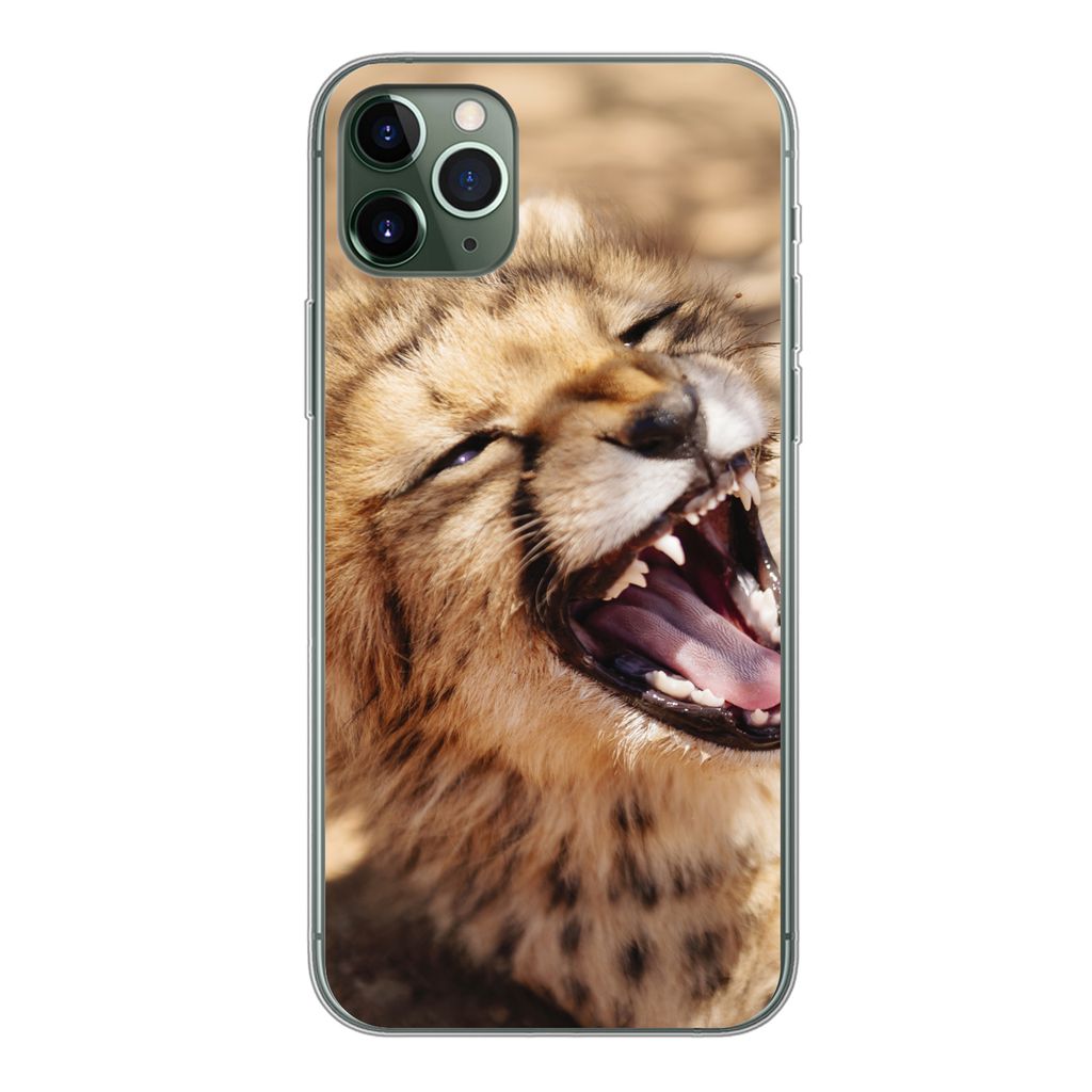 MuchoWow Handyhülle Schutzhülle Hülle für iPhone 11 Pro Max Gepard - Tier - Nahaufnahme Silikon Softcase Handy Hülle - Schutz