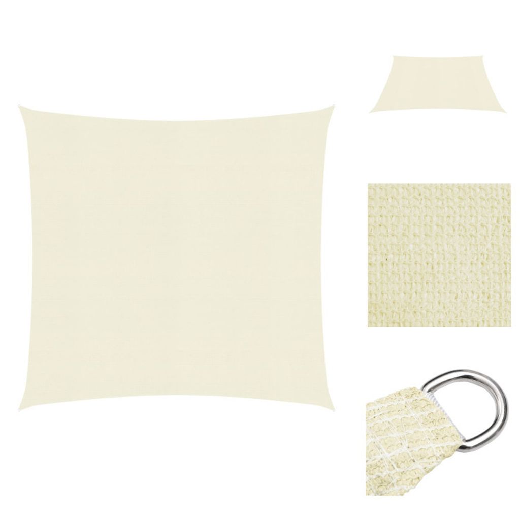 vidaXL Sonnensegel 160 g/m² Creme 2,5x2,5 m HDPE - Sonnenschirme & Sonnenschutze