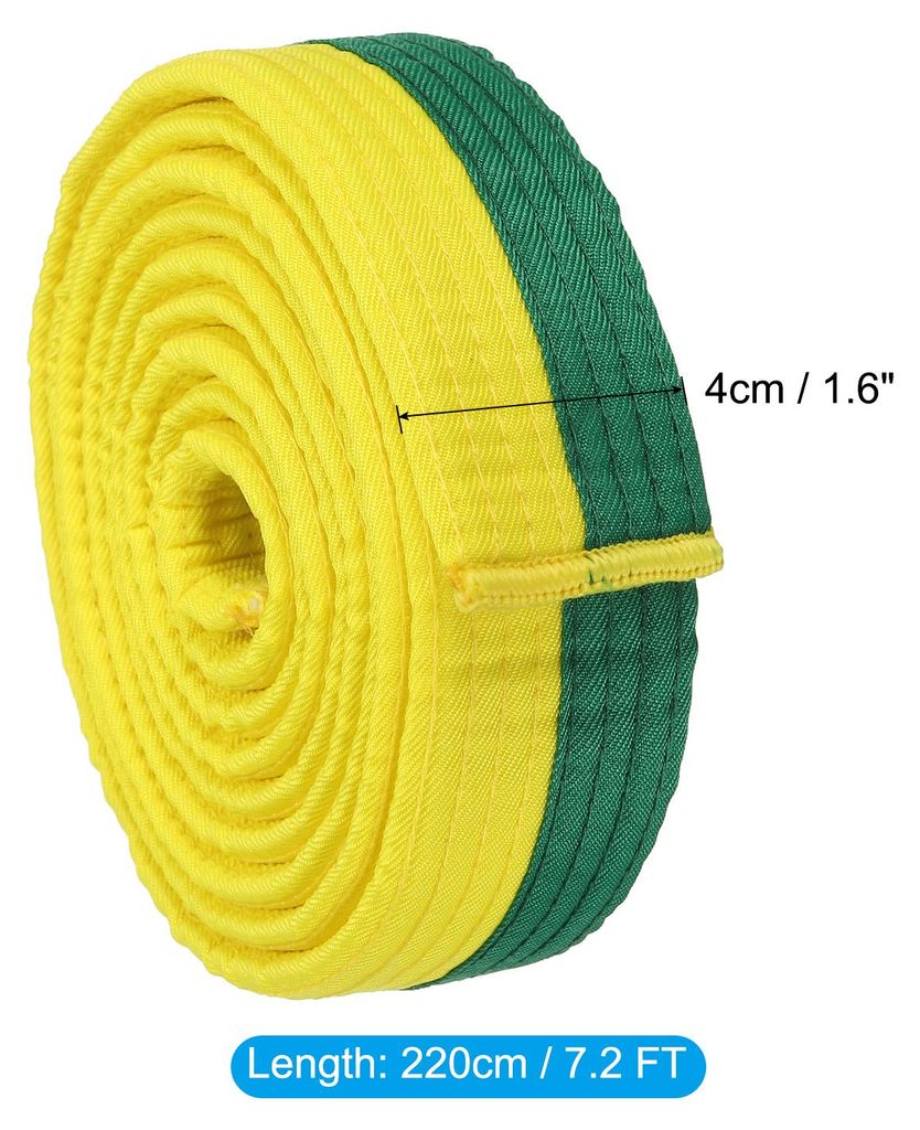 Taekwondo Farbiger Ranggš¹rtel, 1,6"x7,2 Ft 2,2M Polyester Kampfsport Judo Karate Gš¹rtel fš¹r Unterricht Praxis, Gelb-Grš¹n