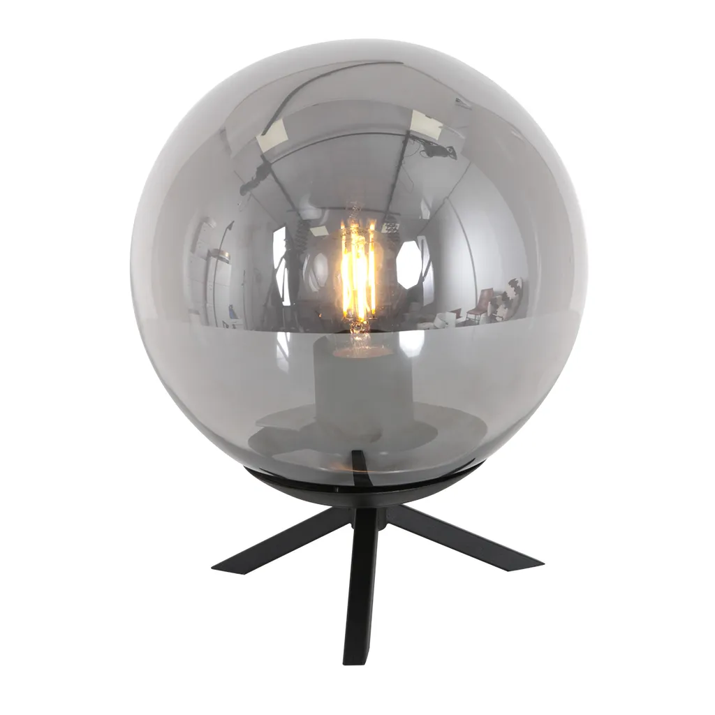 Steinhauer Bollique 3323ZW Lampada da Tavolo Vetro Fumé E27 Ø 20cm