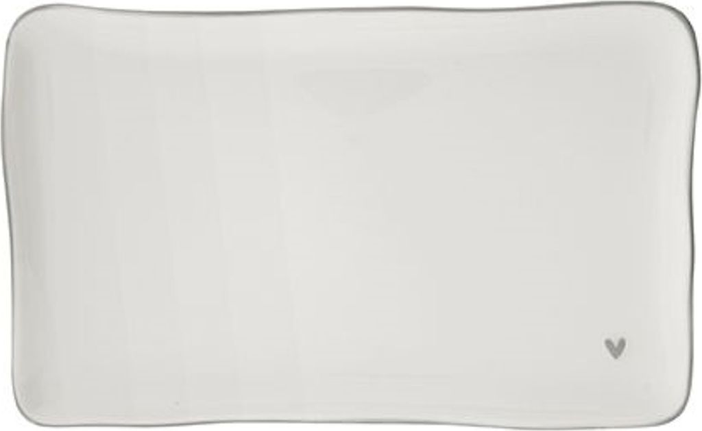 Servierplatte HEART rechteckig mit grauem Herz 22x13cm Bastion Collections