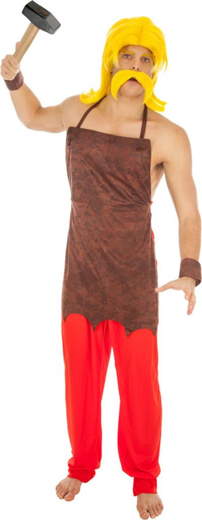 Automatix-Kostüm für Herren Asterix und Obelix Faschingskostüm rot-braun - XL