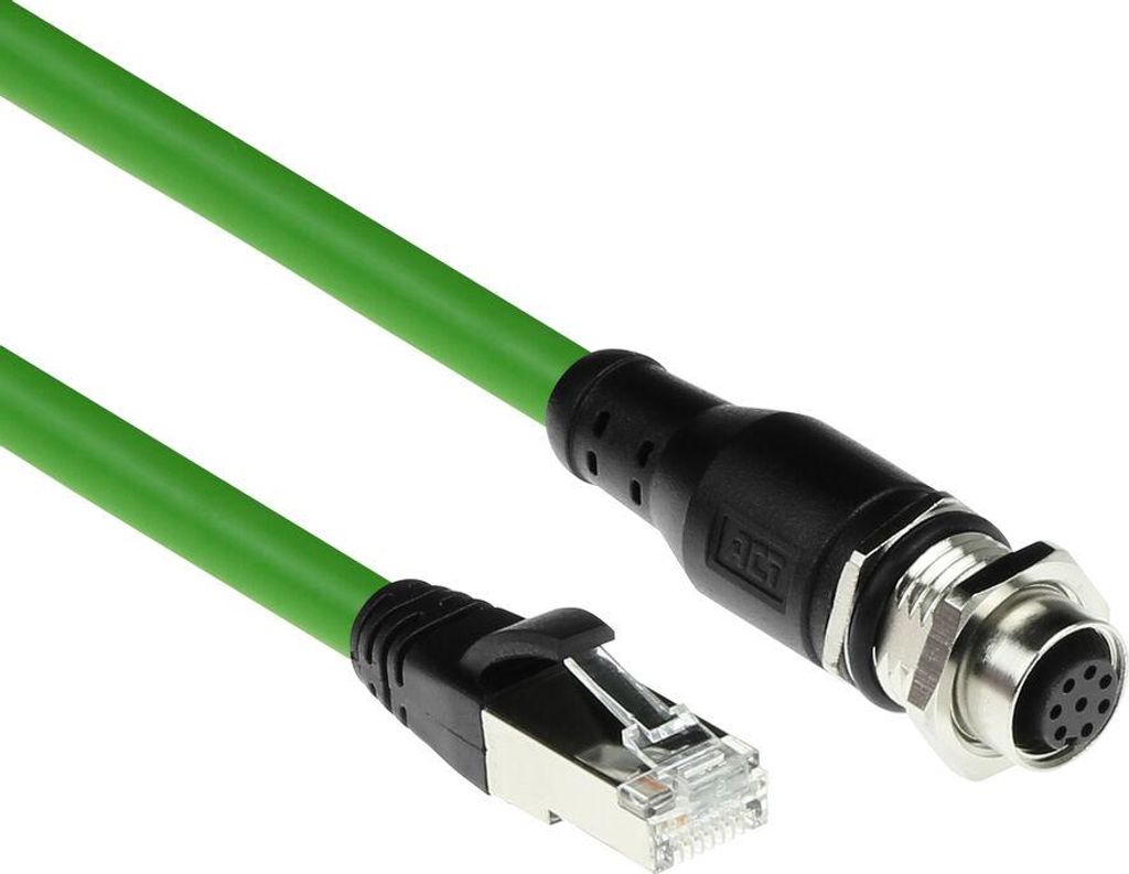 ACT Industrial 5,00 Meter Sensorkabel M12A 8-polige Buchse auf RJ45 Stecker, Ultraflex SF/UTP TPE Kabel, geschirmt (SC3910)