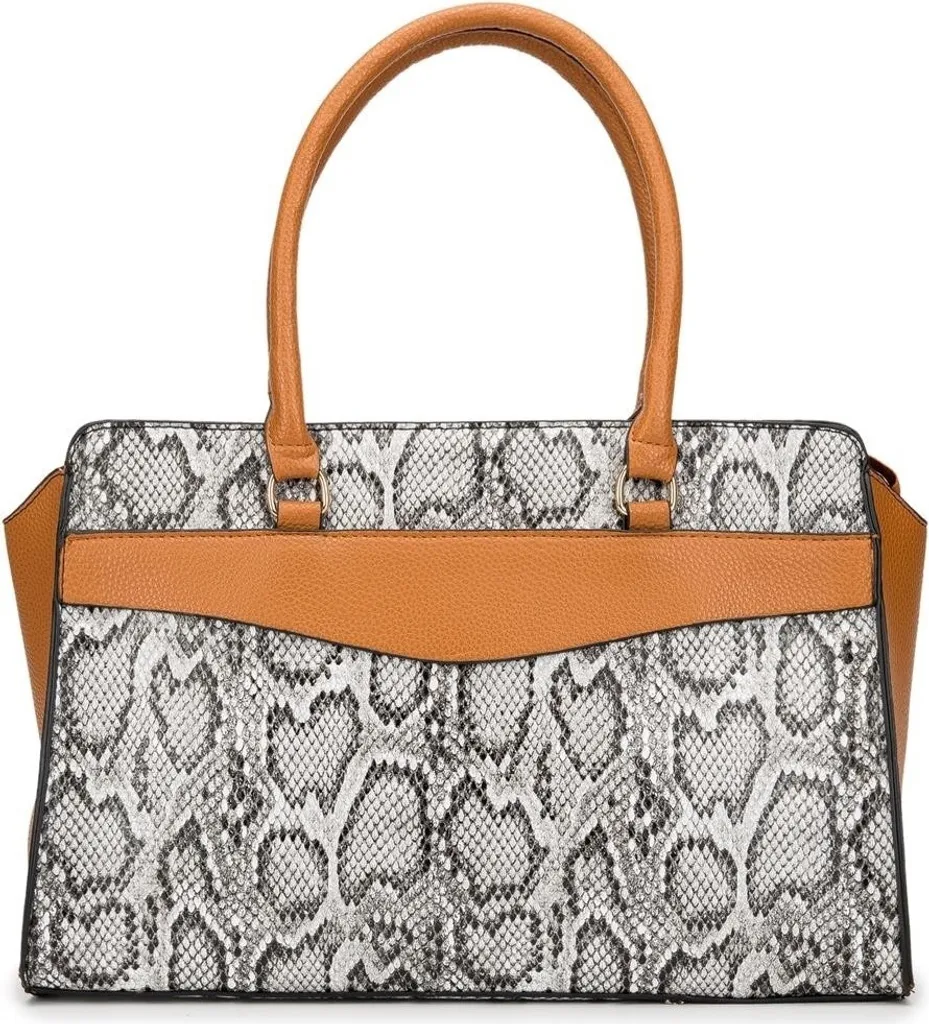 Sac à main chic pour le travail Agnes - Design Serpent Noir et Blanc