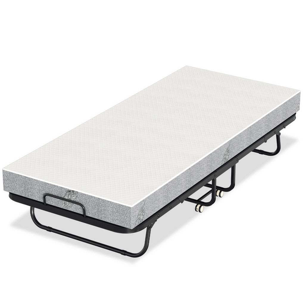 Jopassy 90x200cm klappbar Gästebett Klappbett mit Matratze bis 150kg, auf Rädern Tragbares Design