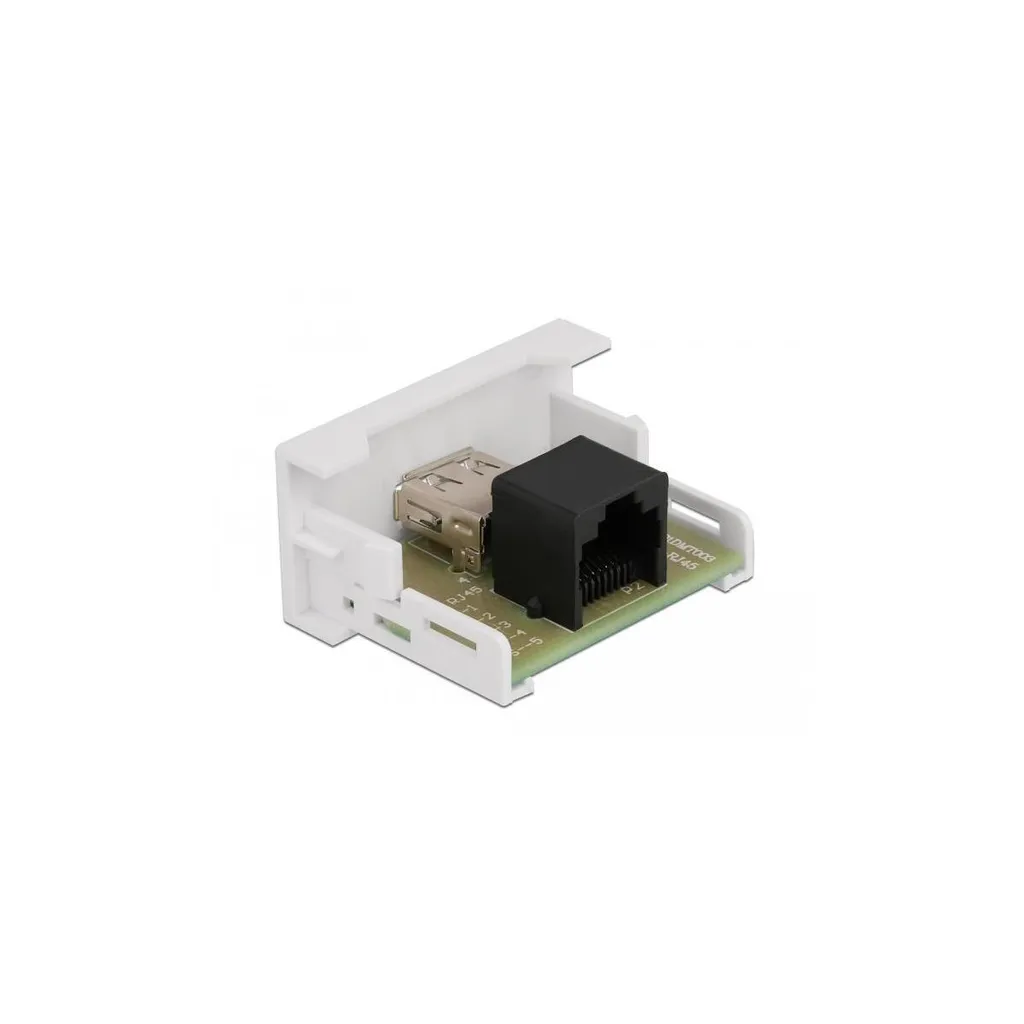 Prise adaptateur USB A vers RJ45 Module Easy 45 blanc pour goulotte