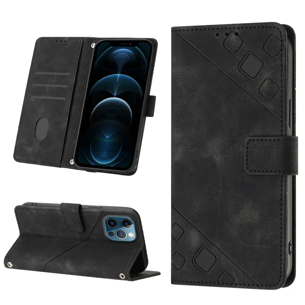 Cover iPhone 12 Pro Max Portafoglio Business - Pelle Nera con Stand - 2