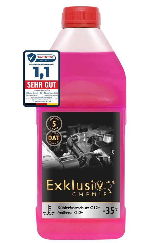 Exklusiv Chemie G12+ Kühlerfrostschutz bis -35° - 1000ml - 5 Jahre | Kühlflüssigkeit Auto | G12 Kühlmittel Auto Pink | Gebrauchsfertig