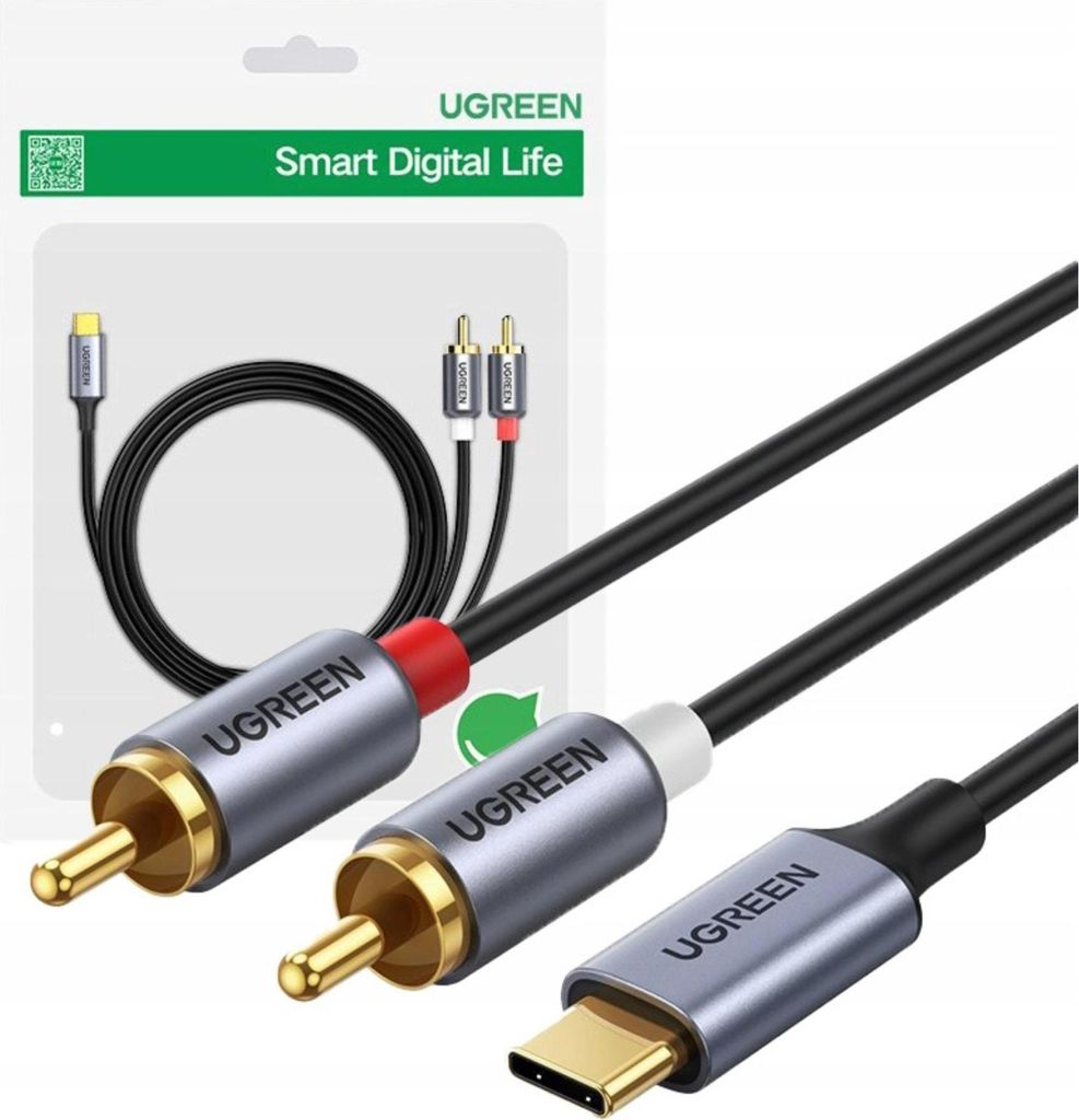 Ugreen CM451 USB-C naar 2x RCA (Cinch) kabel, 1,5 meter Productafbeelding 