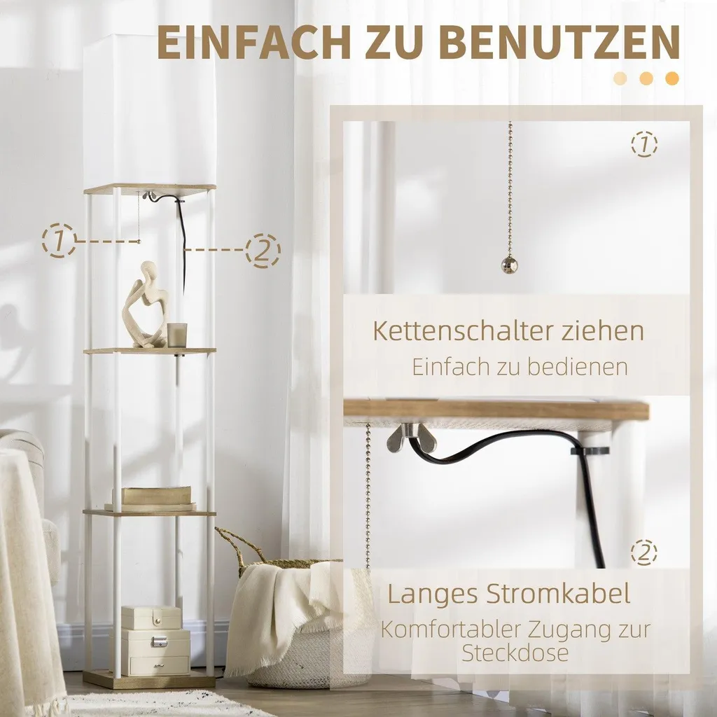 Lampadaire 3 compartiments E27 40W blanc avec éclairage d'ambiance - 6