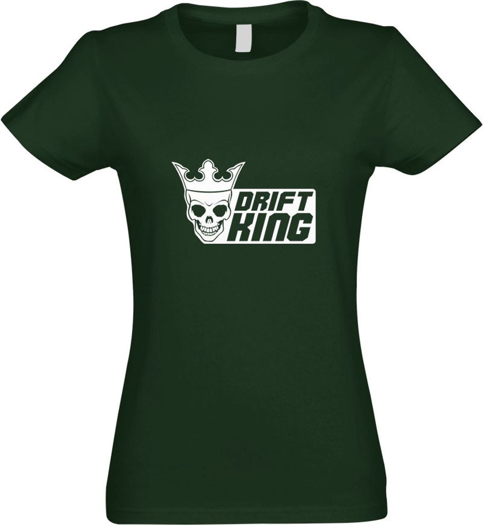 Kiwistar - T-Shirt tailliert - Damen - flaschengrün - Drift King - mit Motiv Bedruckt - Funshirt Design - Sport - Freizeit - Damen - XXL