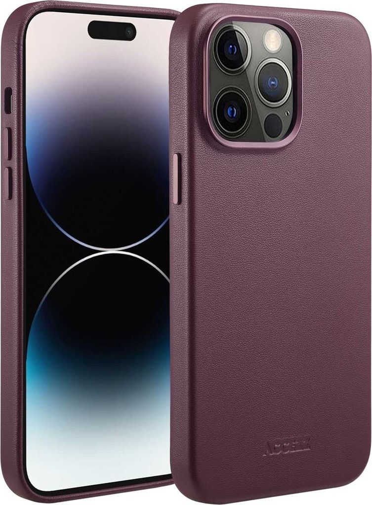 iPhone 14 Pro Max hülle iPhone 14 Pro Max Schützhulle MagSafe Leather Backcover Echtes Leder Lila Accezz