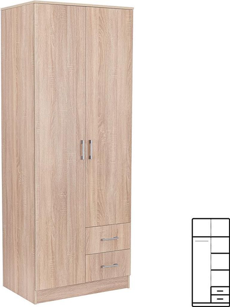 Leziter Miami Kleiderschrank 80x205 cm sonoma Eiche-sonoma Eiche
