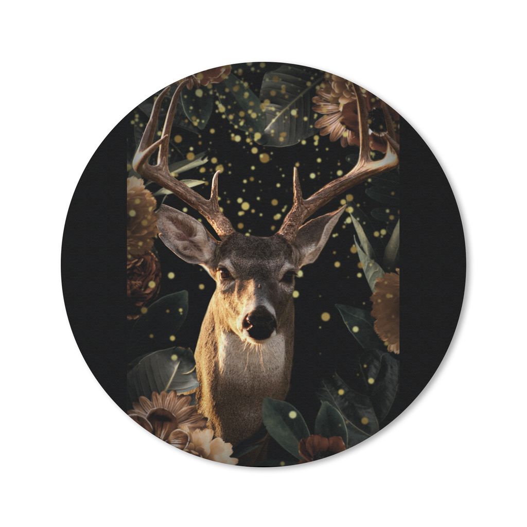 MuchoWow Mauspad Mousepad Hirsche - Tiere - Licht - Blumen 50x50 cm - Mousepads - Maus Mat - Pad - Mausunterlage - Vinyl