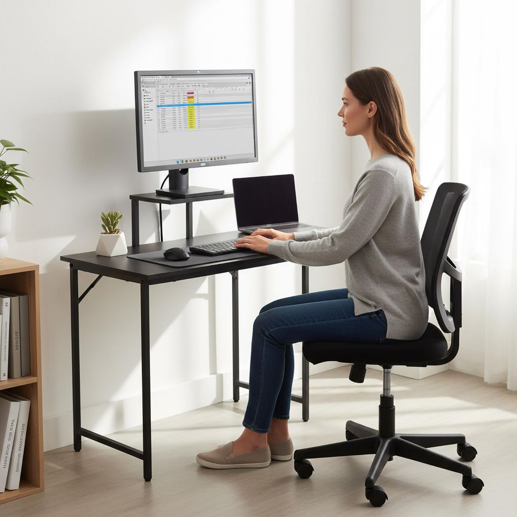 Scrivania Compatta VidaXL Per Computer Con Vassoio Tastiera Estraibile E Ripiano Per CPU - Nero - 60x40 Cm - Con Ruote - 2