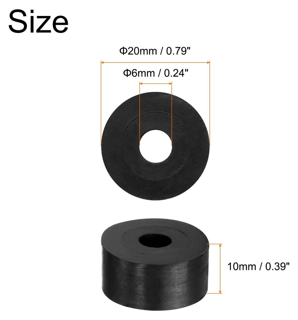 16Stk Gummi Unterlegscheiben Gummispacer 20mm Au?endurchmesser 6mm Innendurchmesser 10mm H?he Runde Antivibrationspacer Gummibuchsen Grommets Dicke...