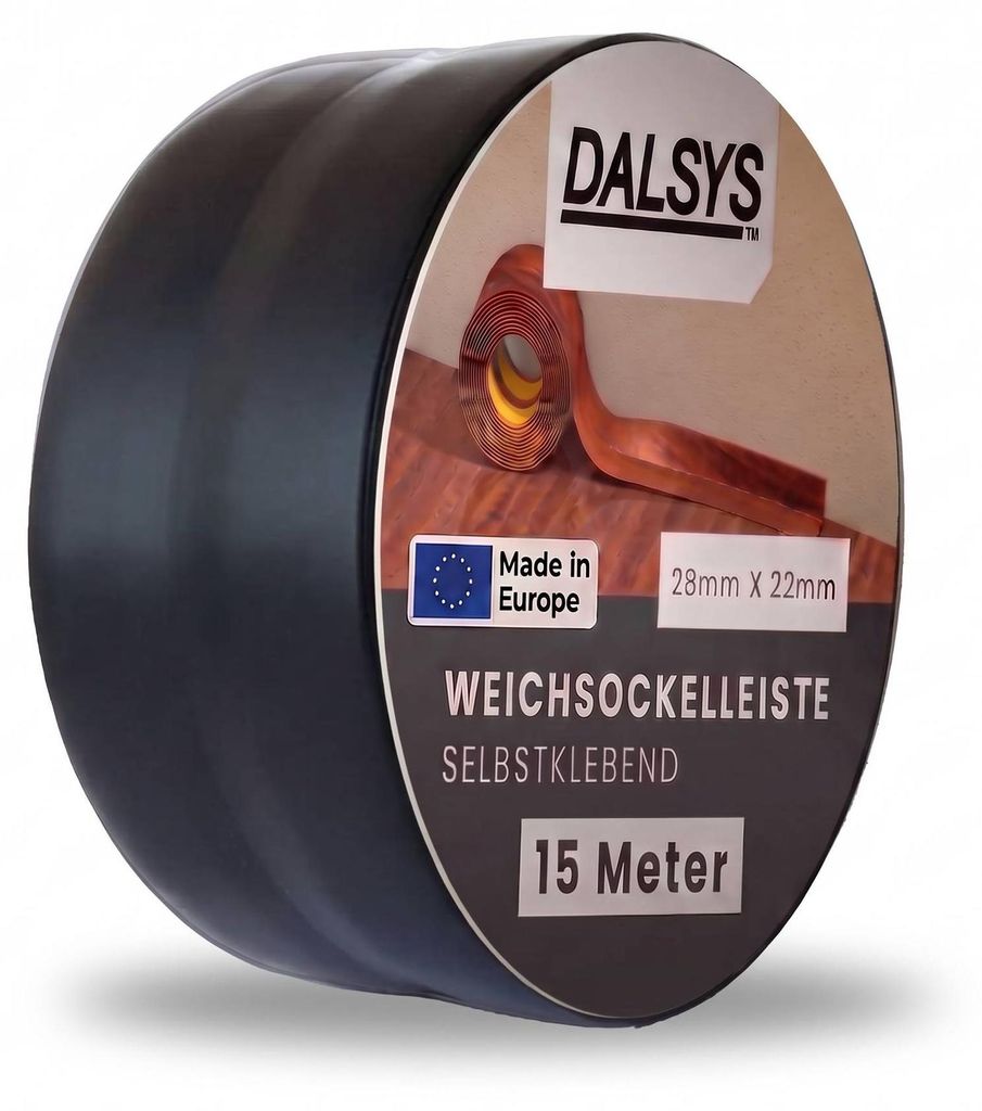 Dalsys Weichsockelleiste selbstklebend 15m Schwarz Produktbild 