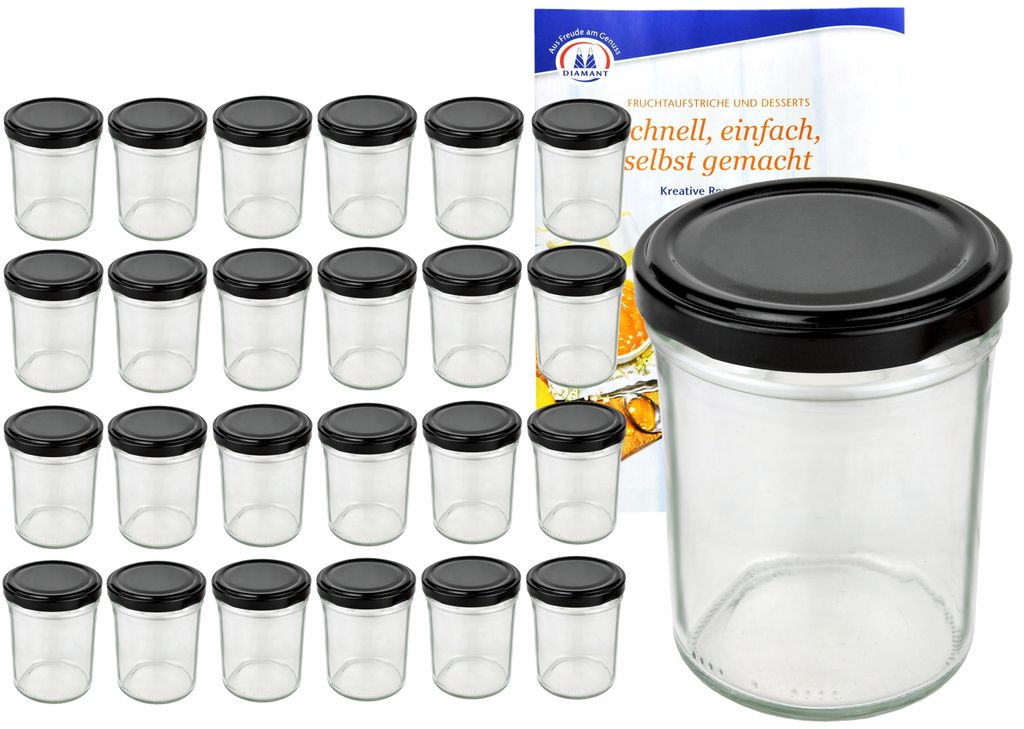 lot de 25 pots 230 ml HOCH To 66 avec couvercle noir et Image du produit 