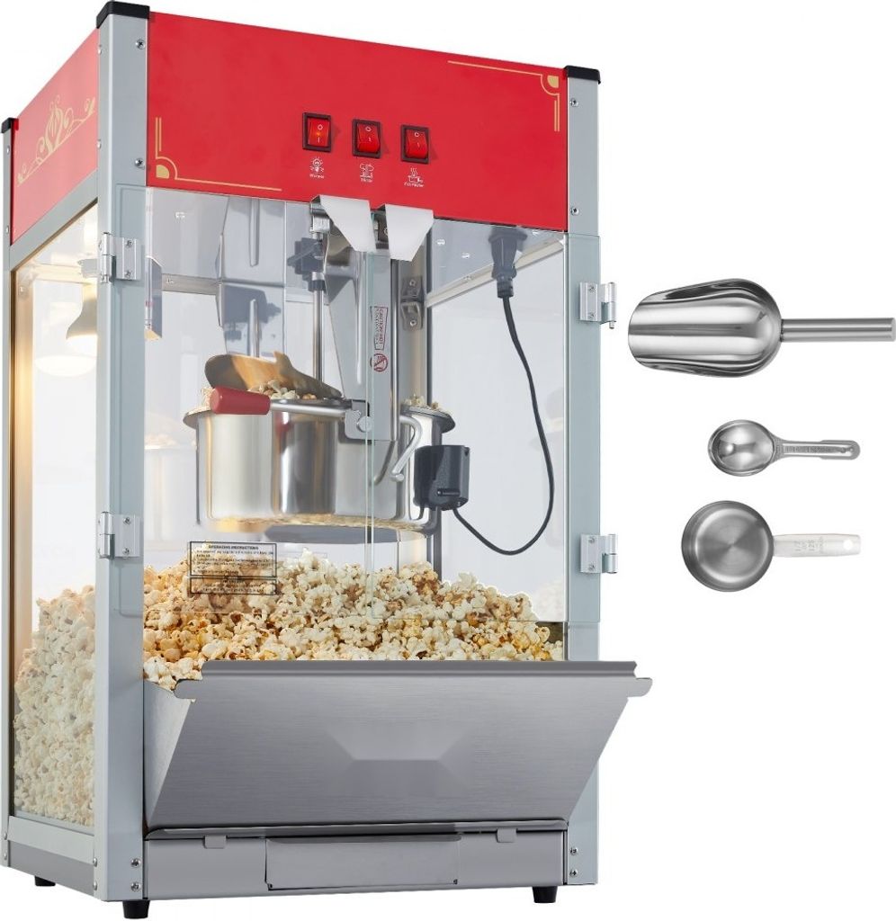 Popcornmaschine - 1440W Popcornautomat - 12oz Popcornrot - Hochleistungs-Popcorngerät - Ideal für Partys und Veranstaltungen