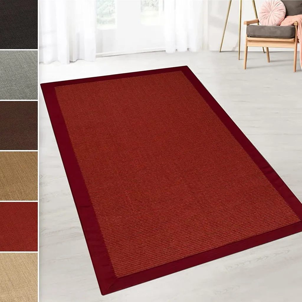 Tapis de Salon en Sisal Rouge Amazonas 160x230 cm Style Naturel