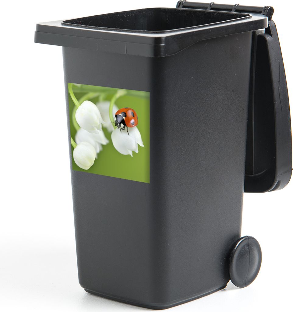 MuchoWow Mülltonnenaufkleber Eine Nahaufnahme eines Marienkäfers auf der Lilie von Dalen 40x40 cm - Abfall-Aufkleber - Container - für Abfallc...