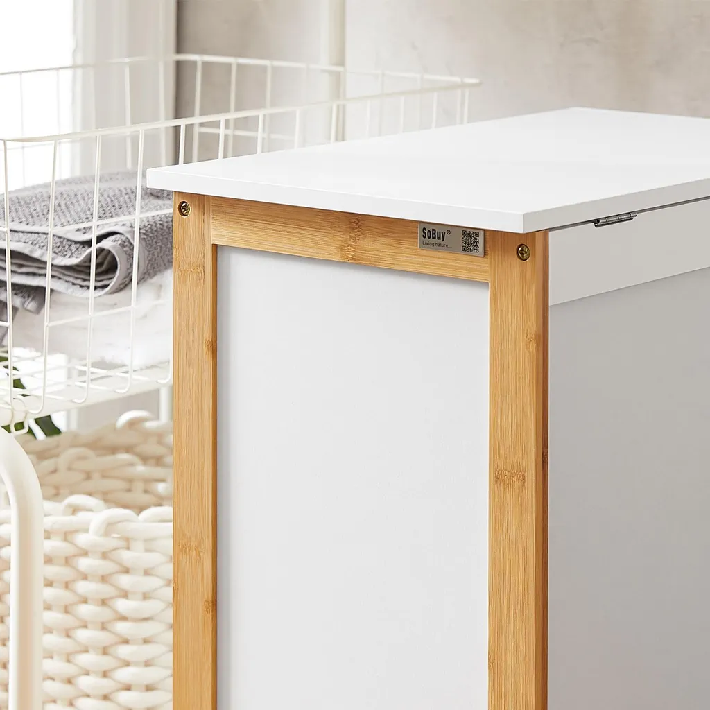Panier à linge grand espace de rangement design durable BLANC - 60L - 5
