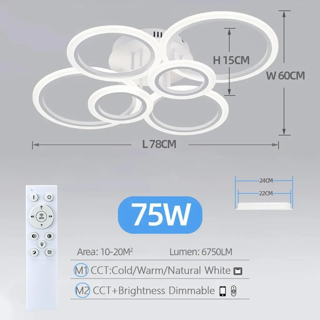 Plafonnier LED Design Moderne Intensité Variable avec App et Télécommande