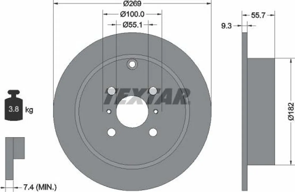 Disque de frein TEXTAR 92126203 pour Yaris et Corolla - Qualité OE