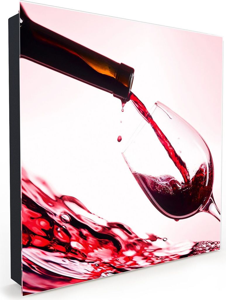 Nachbildung-Schlüsselkasten, Magnetpinnwand und Memoboard mit Glasfront Motiv Flasche Rotwein