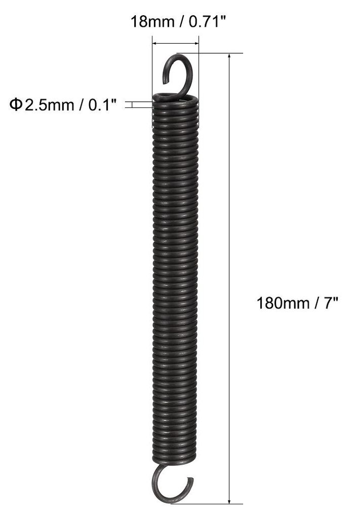 Zugfeder - 2,5mm Drahtdurchmesser , 18mm OD , 180mm Freie L?nge Federstahl Kleine Doppelhaken Spannfeder